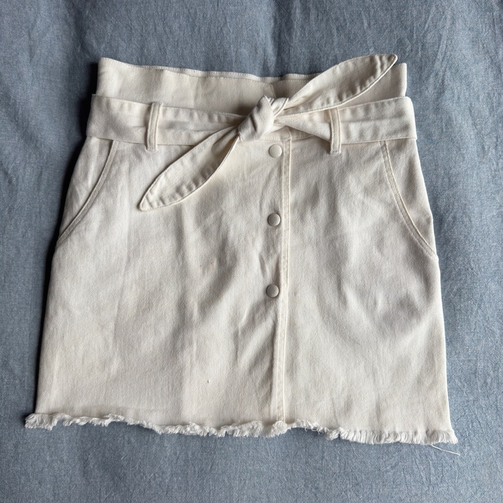 Nanushka Paperbag Waist Denim Mini Skirt